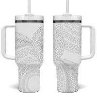 Tonga White Sunday Tumbler With Handle Fakame Tongan Ngatu Turtle