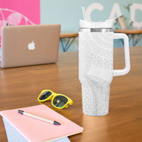 Tonga White Sunday Tumbler With Handle Fakame Tongan Ngatu Turtle