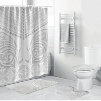 Niue White Sunday Bathroom Set Aho Tapu Fanau Hiapo Pattern