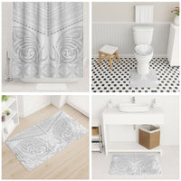 Niue White Sunday Bathroom Set Aho Tapu Fanau Hiapo Pattern