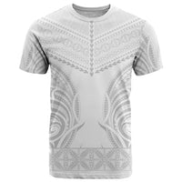 Niue White Sunday T Shirt Aho Tapu Fanau Hiapo Pattern