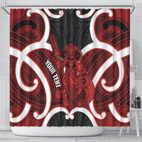 Whero Aotearoa Atua Tumatauenga Personalised Shower Curtain Maori God Of War Tiki With Taiaha