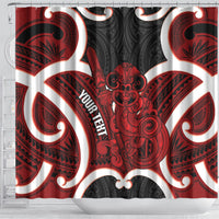 Whero Aotearoa Atua Tumatauenga Personalised Shower Curtain Maori God Of War Tiki With Taiaha