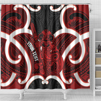 Whero Aotearoa Atua Tumatauenga Personalised Shower Curtain Maori God Of War Tiki With Taiaha
