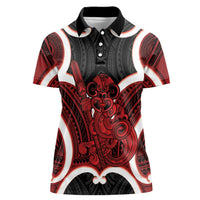 Whero Aotearoa Atua Tumatauenga Personalised Women Polo Shirt Maori God Of War Tiki With Taiaha
