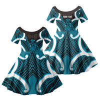 Kikorangi Aotearoa Atua Tumatauenga Personalised Family Matching Short Sleeve Bodycon Dress and Hawaiian Shirt Maori God Of War Tiki With Taiaha