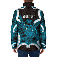 Kikorangi Aotearoa Atua Tumatauenga Personalised Padded Jacket Maori God Of War Tiki With Taiaha