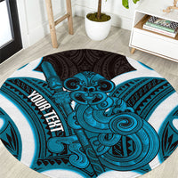 Kikorangi Aotearoa Atua Tumatauenga Personalised Round Carpet Maori God Of War Tiki With Taiaha