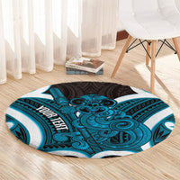 Kikorangi Aotearoa Atua Tumatauenga Personalised Round Carpet Maori God Of War Tiki With Taiaha