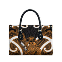 Karaka Aotearoa Atua Tumatauenga Personalised Leather Bag Maori God Of War Tiki With Taiaha LT14 - Polynesian Pride