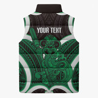 Kakariki Aotearoa Atua Tumatauenga Personalised Sleeveless Puffer Jacket Maori God Of War Tiki With Taiaha LT14 - Polynesian Pride