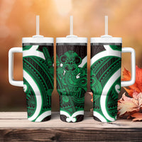 Kakariki Aotearoa Atua Tumatauenga Tumbler With Handle Maori God Of War Tiki With Taiaha LT14 - Polynesian Pride