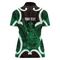Kakariki Aotearoa Atua Tumatauenga Personalised Women Polo Shirt Maori God Of War Tiki With Taiaha LT14 - Polynesian Pride