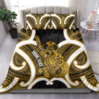 Kowhai Aotearoa Atua Tumatauenga Personalised Bedding Set Maori God Of War Tiki With Taiaha LT14 - Polynesian Pride