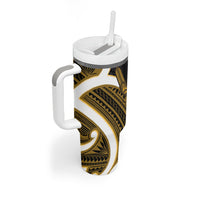 Kowhai Aotearoa Atua Tumatauenga Tumbler With Handle Maori God Of War Tiki With Taiaha LT14 - Polynesian Pride