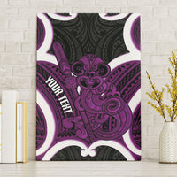 Waiporoporo Aotearoa Atua Tumatauenga Personalised Canvas Wall Art Maori God Of War Tiki With Taiaha LT14 Without Frame Purple - Polynesian Pride