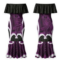 Waiporoporo Aotearoa Atua Tumatauenga Personalised Couples Matching Mermaid Dress and Long Sleeve Button Shirt Maori God Of War Tiki With Taiaha LT14 - Polynesian Pride