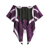 Waiporoporo Aotearoa Atua Tumatauenga Personalised Off Shoulder Wrap Waist Top Maori God Of War Tiki With Taiaha LT14 - Polynesian Pride