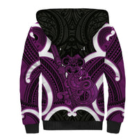 Waiporoporo Aotearoa Atua Tumatauenga Personalised Sherpa Hoodie Maori God Of War Tiki With Taiaha LT14 - Polynesian Pride
