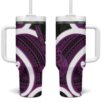 Waiporoporo Aotearoa Atua Tumatauenga Tumbler With Handle Maori God Of War Tiki With Taiaha LT14 One Size: 40 oz Purple - Polynesian Pride