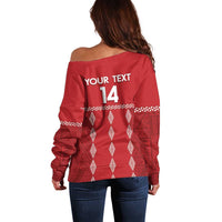 Custom Tonga Rugby 2024 Off Shoulder Sweater Go Champions Ikale Tahi Ngatu Pattern