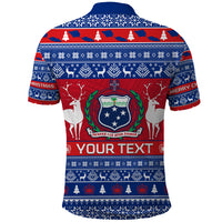 Personalised Samoa Christmas Polo Shirt Samoan Coat Of Arms Manuia Le Kirisimas LT14 - Polynesian Pride