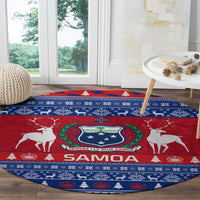 Personalised Samoa Christmas Round Carpet Samoan Coat Of Arms Manuia Le Kirisimas LT14 - Polynesian Pride