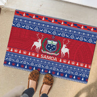 Personalised Samoa Christmas Rubber Doormat Samoan Coat Of Arms Manuia Le Kirisimas LT14 - Polynesian Pride
