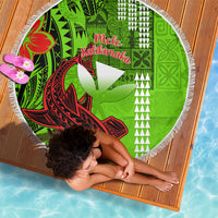 Personalised Hawaii Christmas Beach Blanket Mele Kalikimaka Kakau Polynesian Shark Tattoo LT14 - Wonder Print Shop