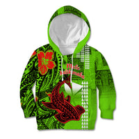 Personalised Hawaii Christmas Kid Hoodie Mele Kalikimaka Kakau Polynesian Shark Tattoo LT14 Hoodie Green - Polynesian Pride