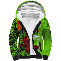 Personalised Hawaii Christmas Sherpa Hoodie Mele Kalikimaka Kakau Polynesian Shark Tattoo LT14 Unisex Green - Polynesian Pride