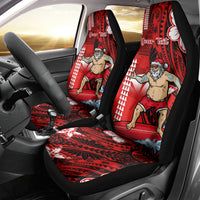 Personalised Hawaii Christmas Car Seat Cover Mele Kalikimaka Surfing Santa Claus LT14 - Polynesian Pride