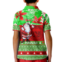 Personalised Hawaii Christmas Kid Polo Shirt Mele Kalikimaka Hawaiian Santa Tropical Vibes LT14 - Polynesian Pride