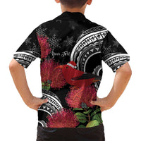 Personalized Mele Kalikimaka Hawaii Family Matching Summer Maxi Dress and Hawaiian Shirt I'iwi Bird With Ohia Lehua - Black Color LT14 - Polynesian Pride