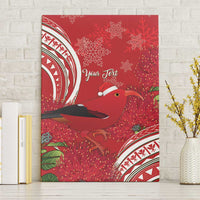 Personalized Mele Kalikimaka Hawaii Canvas Wall Art I'iwi Bird With Ohia Lehua - Red Color