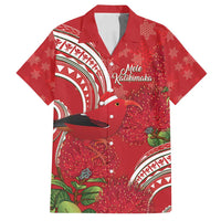 Personalized Mele Kalikimaka Hawaii Family Matching Puletasi and Hawaiian Shirt I'iwi Bird With Ohia Lehua - Red Color