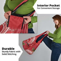 Personalized Mele Kalikimaka Hawaii Grocery Bag I'iwi Bird With Ohia Lehua - Red Color