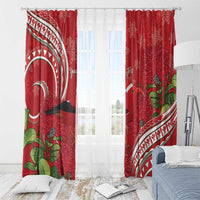 Personalized Mele Kalikimaka Hawaii Window Curtain I'iwi Bird With Ohia Lehua - Red Color