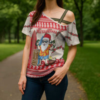 Hawaii Christmas Six Seven Cross Shoulder Shirt Mele Kalikimaka Funny Santa 67 Gen Alpha Slang - Polynesian Pride