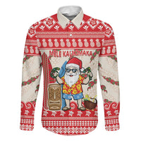 Hawaii Christmas Six Seven Family Matching Long Sleeve Bodycon Dress and Hawaiian Shirt Mele Kalikimaka Funny Santa 67 Gen Alpha Slang LT14 Dad's Shirt - Long Sleeve Red - Polynesian Pride