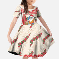 Hawaii Christmas Six Seven Family Matching Off The Shoulder Long Sleeve Dress and Hawaiian Shirt Mele Kalikimaka Funny Santa 67 Gen Alpha Slang LT14 Daughter's Dress Red - Polynesian Pride