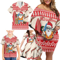 Hawaii Christmas Six Seven Family Matching Off Shoulder Short Dress and Hawaiian Shirt Mele Kalikimaka Funny Santa 67 Gen Alpha Slang - Polynesian Pride