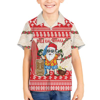 Hawaii Christmas Six Seven Family Matching Off Shoulder Short Dress and Hawaiian Shirt Mele Kalikimaka Funny Santa 67 Gen Alpha Slang - Polynesian Pride