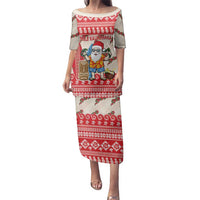 Hawaii Christmas Six Seven Family Matching Puletasi and Hawaiian Shirt Mele Kalikimaka Funny Santa 67 Gen Alpha Slang - Polynesian Pride