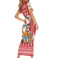 Hawaii Christmas Six Seven Family Matching Short Sleeve Bodycon Dress and Hawaiian Shirt Mele Kalikimaka Funny Santa 67 Gen Alpha Slang - Polynesian Pride