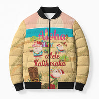 Aloha Hawaii Mele Kalikimaka Bomber Puffer Jacket Beachy Funny Santa Hawaiian Lei - Polynesian Pride