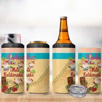 Aloha Hawaii Mele Kalikimaka 4 in 1 Can Cooler Tumbler Beachy Funny Santa Hawaiian Lei - Polynesian Pride