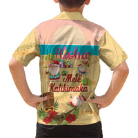 Aloha Hawaii Mele Kalikimaka Family Matching Off The Shoulder Long Sleeve Dress and Hawaiian Shirt Beachy Funny Santa Hawaiian Lei LT14 - Polynesian Pride
