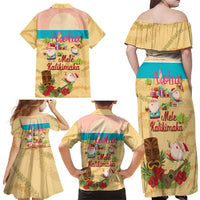 Aloha Hawaii Mele Kalikimaka Family Matching Off Shoulder Maxi Dress and Hawaiian Shirt Beachy Funny Santa Hawaiian Lei - Polynesian Pride