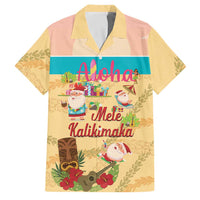 Aloha Hawaii Mele Kalikimaka Family Matching Off Shoulder Maxi Dress and Hawaiian Shirt Beachy Funny Santa Hawaiian Lei LT14 Dad's Shirt - Short Sleeve Yellow - Polynesian Pride